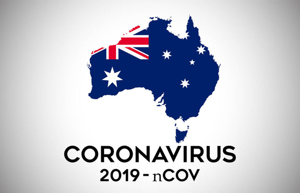 Koronavirus v Austrálii a vlajka země uvnitř hranic země  - Vektor, obrázek
