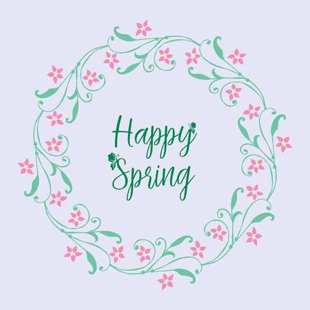 Simple shape pattern of leaf and floral frame, for happy spring greeting card design. Vector - Διάνυσμα, εικόνα