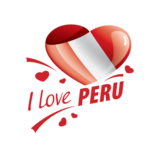 A Peru nemzeti zászlója szív alakban, és a felirat, amit szeretek Peruban. Vektorillusztráció - Vektor, kép
