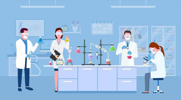 . Scientist people wearing lab coats - Vector, Image