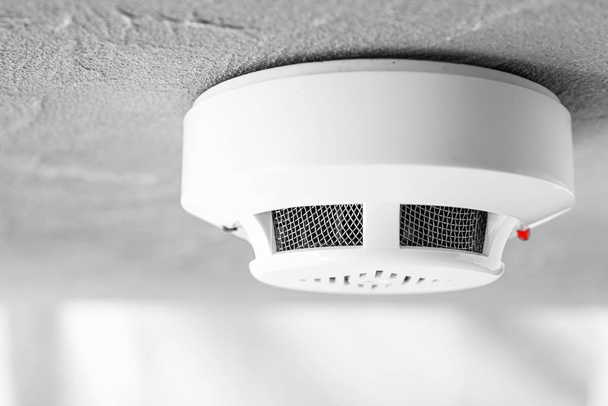 Modern smoke detector on ceiling - Фото, зображення