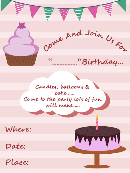 vector ilustración de colorido cuento de hadas de moda unicornio invitación tarjeta plantilla fondo para el cumpleaños
 - Vector, Imagen