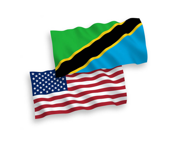 Флаги Танзании и Америки на белом фоне
 - Вектор,изображение