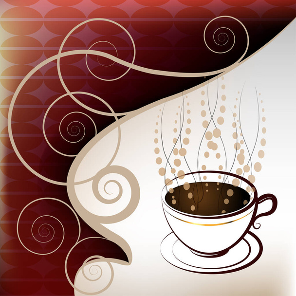 cup of coffee with curly decoration - Photo, image