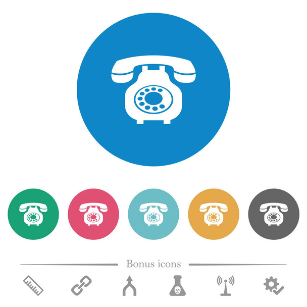 Винтажные ретро-телефоны плоские круглые иконки
 - Вектор,изображение