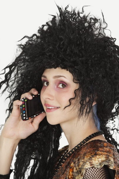 Goth woman using mobile phone - Foto, Imagem