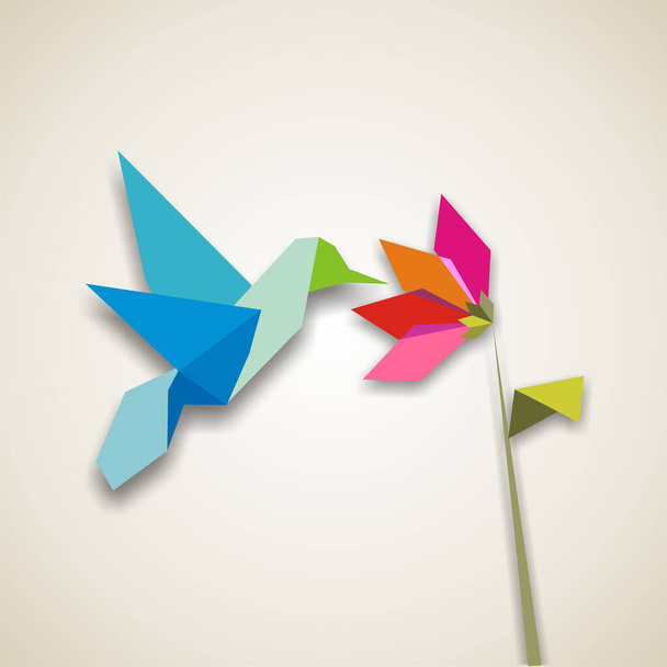 Origami pastel colors hummingbird. Vector file available. - Foto, afbeelding