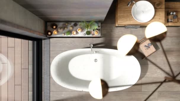 Badezimmer im neuen Luxus-Eigenheim von oben - Filmmaterial, Video
