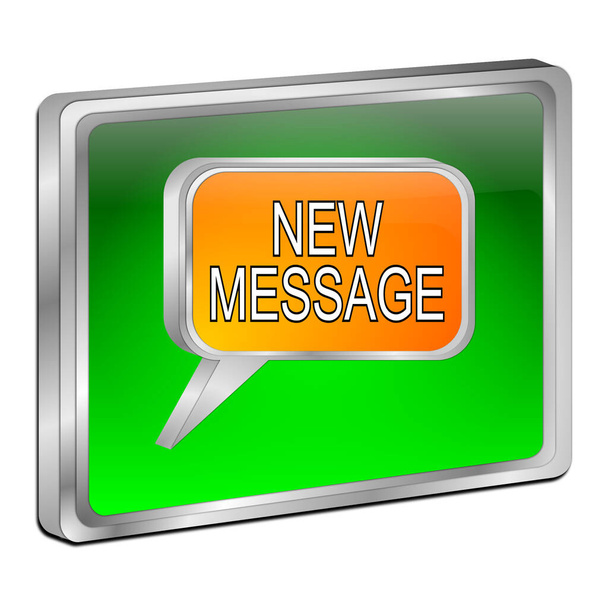 πράσινο νέο κουμπί μήνυμα - 3d εικόνα - Φωτογραφία, εικόνα