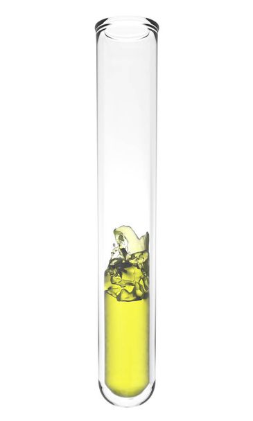 high quality rendering of scientific test tube with wavy yellow liquid  - Fotó, kép