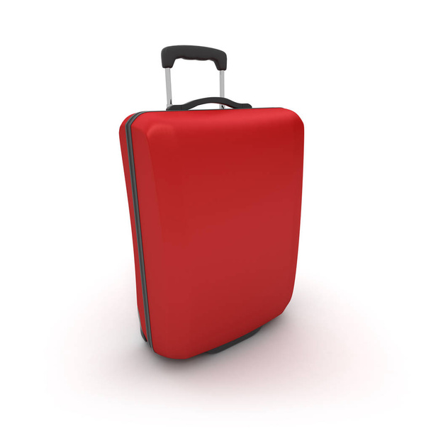 Red trolley suitcase on a white background - Φωτογραφία, εικόνα