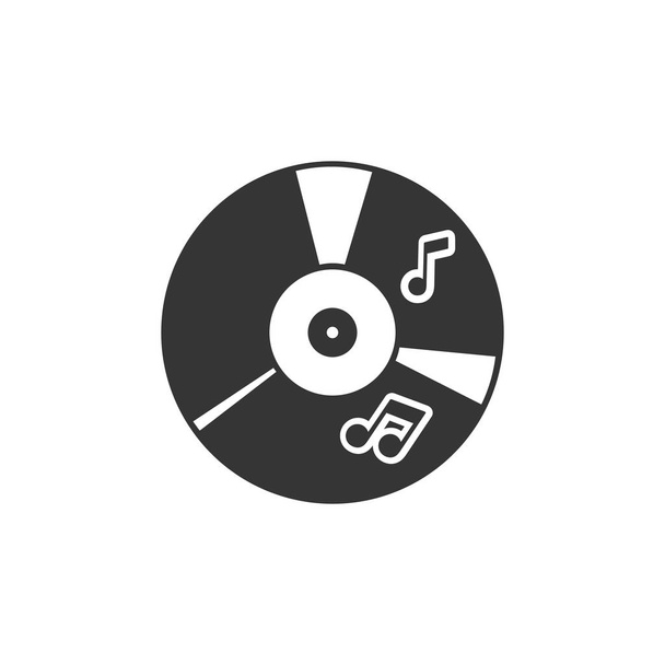 CD music flat icon in flat style. Vector illustration - Vetor, Imagem