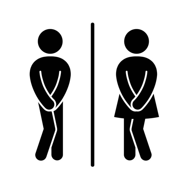 面白いwcトイレのドアプレートのシンボル。白い背景にWcの記号アイコンベクトルイラスト。ベクターの男性と女性のアイコン. - ベクター画像