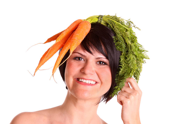 young woman with a carrot - Photo, Image