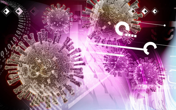 Digital illustration of  avian virus in colour  background	 - Fotoğraf, Görsel