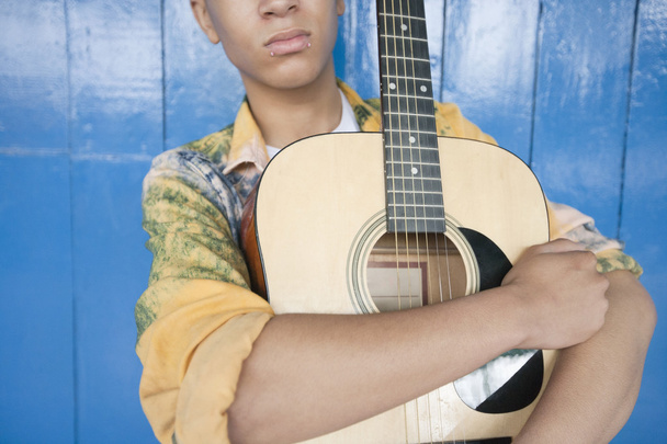 Teenage boy with guitar - Fotoğraf, Görsel
