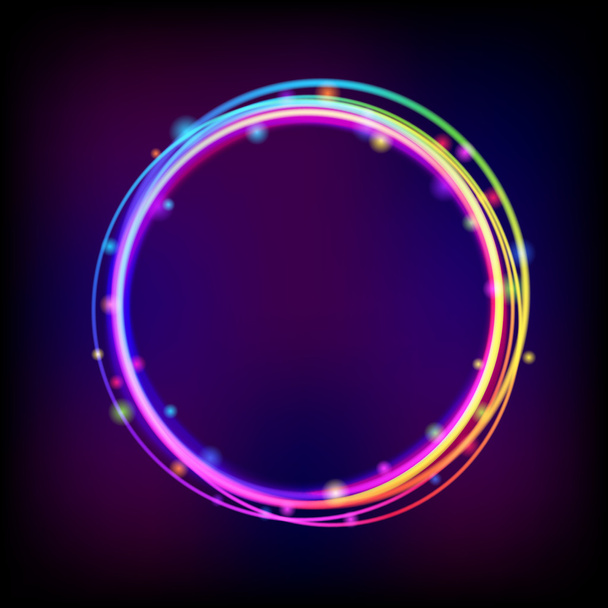 Rainbow glowing circle frame with sparkles - Вектор,изображение