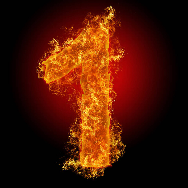 Fire number 1 on a black background - Foto, imagen