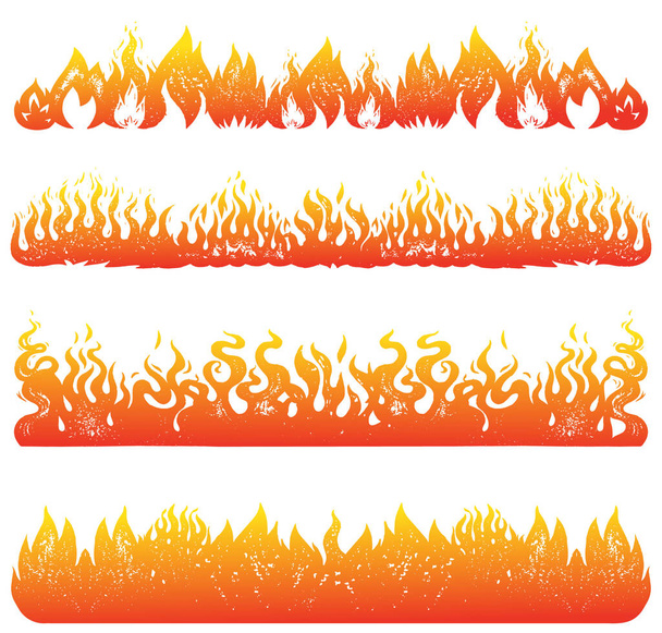 Полум'я і полум'я встановлено в старовинному стилі. Ручний гравірований монохромний вогонь або ескіз вогню. Векторні ілюстрації для плакатів, банерів та логотипів
. - Вектор, зображення