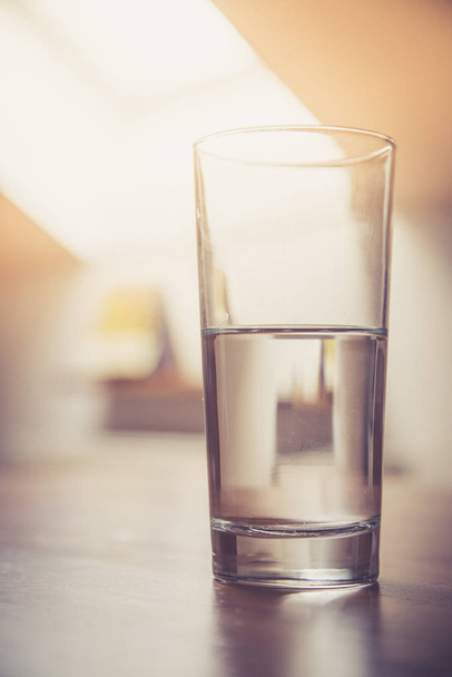 Close up of clear glass of water, home - Photo, Image
