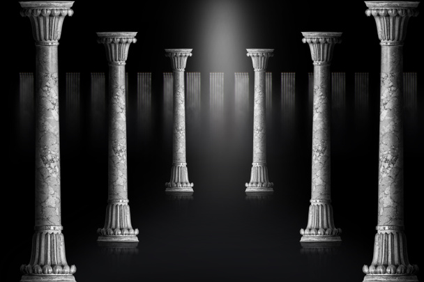 Klassieke Colums marmeren steen, spandoek. Kolonade van pijlers,  - Foto, afbeelding