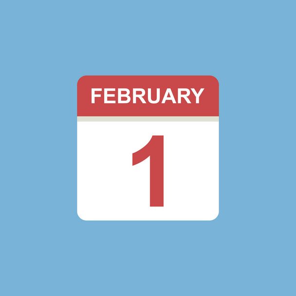 カレンダー- 2月1日アイコンイラスト孤立ベクトル記号 - ベクター画像