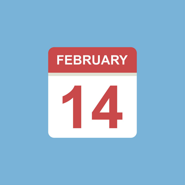 カレンダー- 2月14日アイコンイラスト孤立ベクトル記号 - ベクター画像