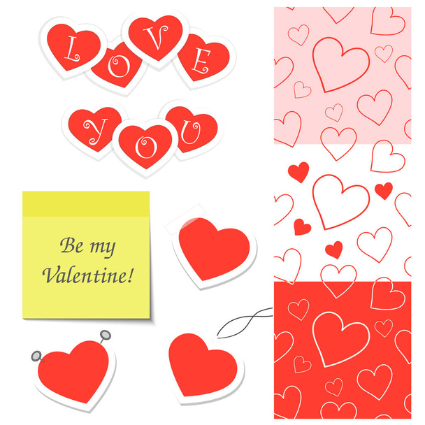 Set of elements for valentines day - Vector, Image