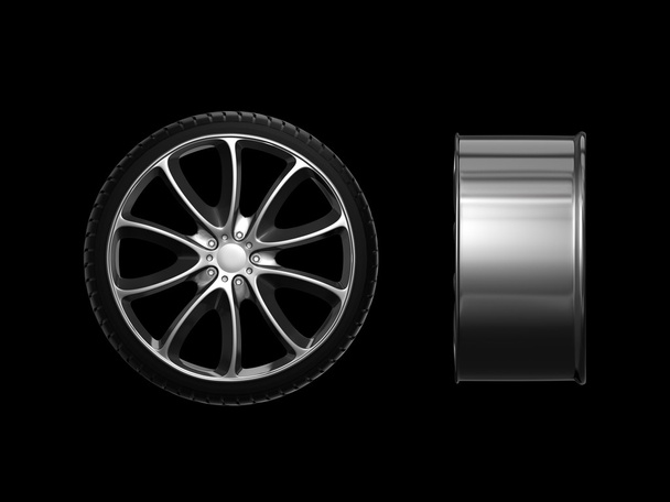 Wheel with steel rim 3d - Photo, Image