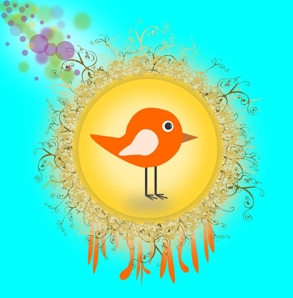 creative circle with bird (cartoon style) - Photo, Image