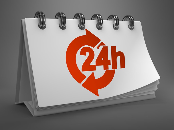 Desktop Calendar with Red 24 Hours Icon. - Photo, Image