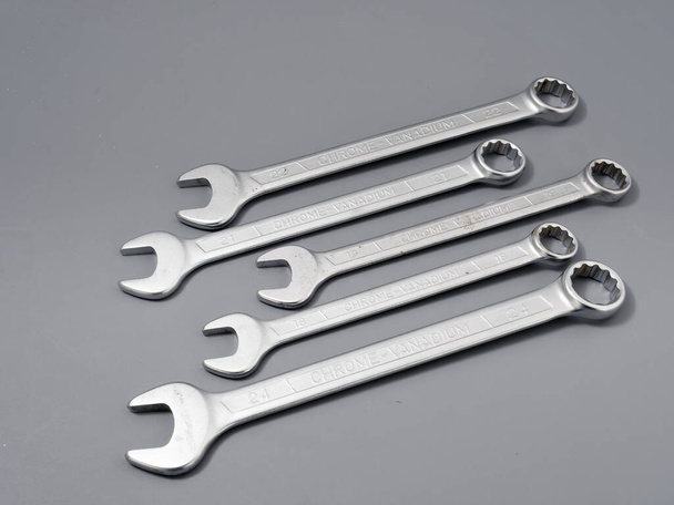 auto repair wrenches on a gray background - Photo, Image