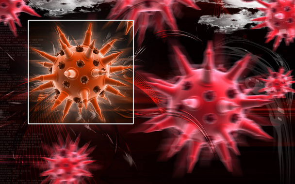 Digital illustration of  Flu virus in colour  background 	 - Фото, зображення
