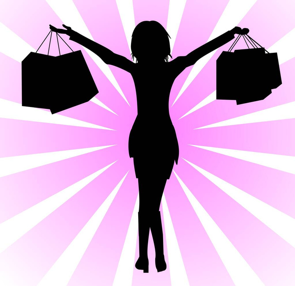Happy woman with bags - Shopping - Zdjęcie, obraz