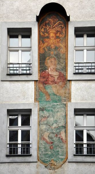 this fresco can be seen on a wall in munich - nikon d90. - Фото, изображение