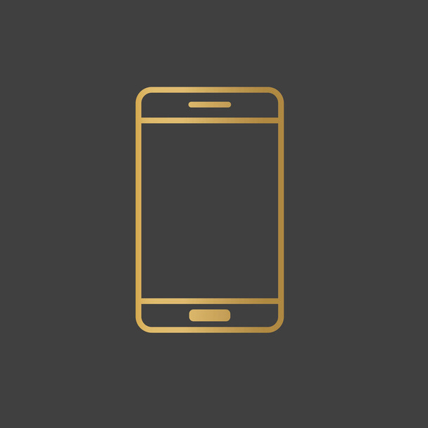 zlatá ikona smartphonu - vektorová ilustrace - Vektor, obrázek
