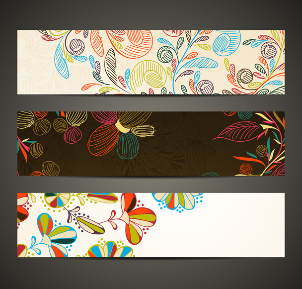 Banner with floral pattern - Vector, afbeelding