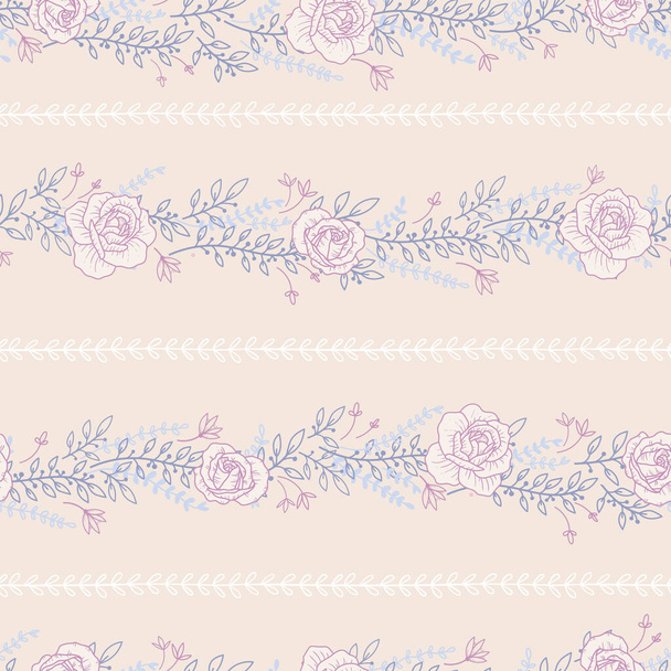 Cute hand drawn floral seamless pattern, roses and leaves - great for textiles, banners, wrapping, wallpaper - vector design - Vektor, Bild