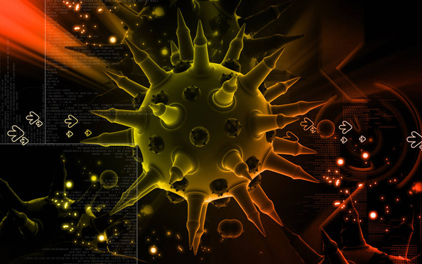Digital illustration of  Flu virus in colour  background 	 - Foto, imagen