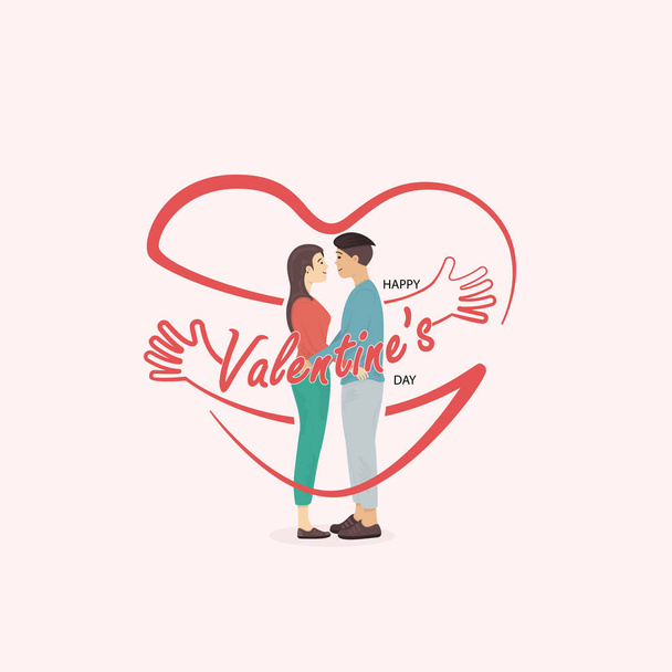 Hombre y mujeres icon.Romantic pareja con corazones shape.Happy Valenti
 - Vector, imagen