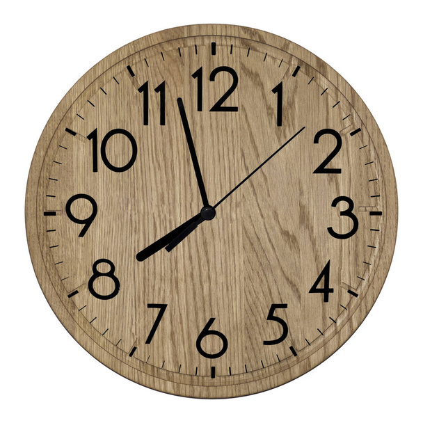 Wooden wall clock. Isolated on white background. - Photo, Image