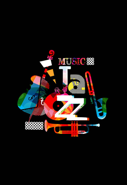 abstrakte Musikinstrumente auf schwarzem Hintergrund, Musikbanner - Vektor, Bild
