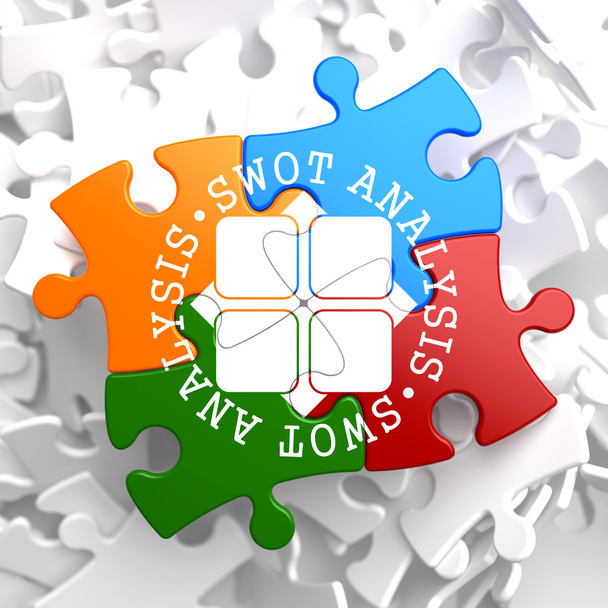 SWOT Analisis on Multicolor Puzzle. - Photo, Image