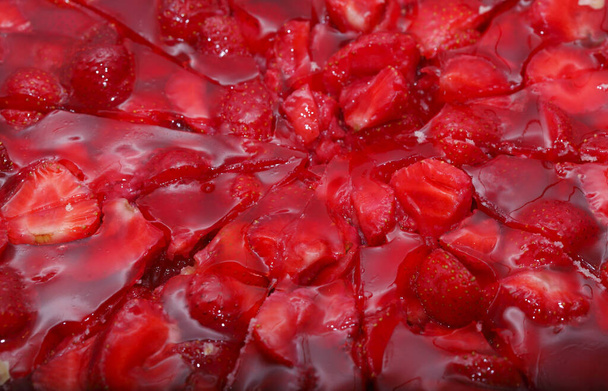 glazed red strawberries on a strawberry pie,background - 写真・画像
