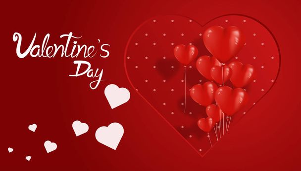 Valentines day concept. Beautiful heart on red background.vector illustration design. - Vektör, Görsel