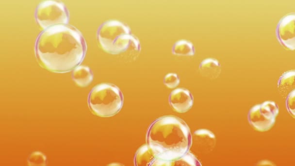 Animation flying of soap bubbles on colorful background. Animation of seamless loop. - Footage, Video