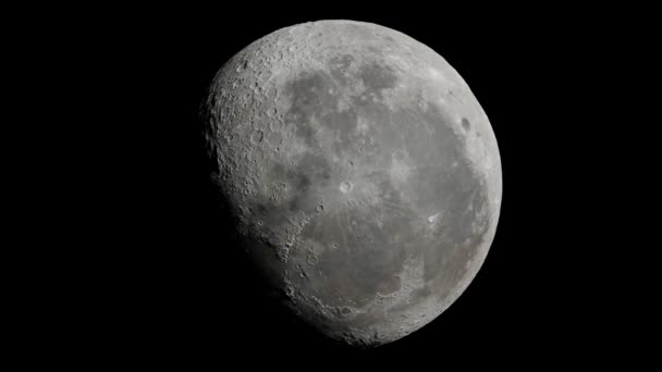 Dış uzaydaki gerçekçi Ay Kara Arkaplanda izole edilmiş, 3D görüntüleme - Video, Çekim