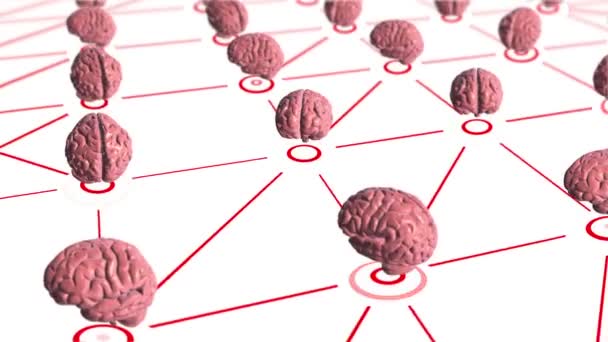 Αφηρημένο φόντο με animation cloud δίκτυο που συνδέει τους χρήστες από τα ανθρώπινα σύμβολα του εγκεφάλου, έννοια της επιχειρηματικής ταινίας για κορυφαίους επαγγελματίες. Κινούμενα σχέδια χωρίς ραφή. - Πλάνα, βίντεο