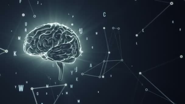 Animazione del cervello umano a rotazione con dati volanti sullo sfondo. Animazione del loop senza soluzione di continuità
 - Filmati, video