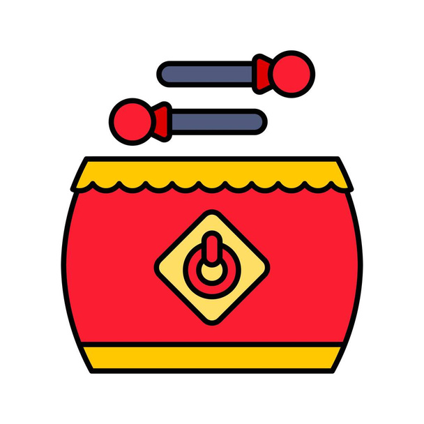 Vecteur de tambour chinois, icône remplie du Nouvel An chinois
 - Vecteur, image